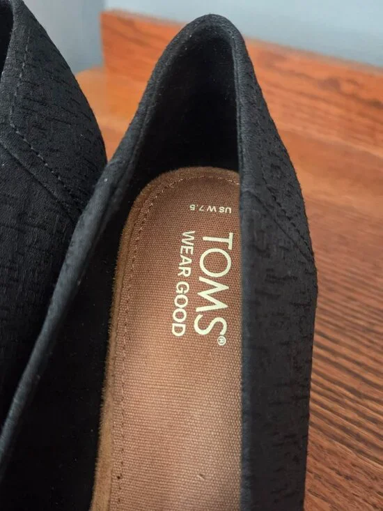 Toms Open Toe Espadrille Wedge Heels Black Size 7.5 - Picture 5 of 7
